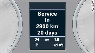 Instrument cluster: Example of a service interval display